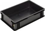 Preview: The image shows a rectangular, flat plastic box in black. It has high walls and a smooth bottom, ideal for storing or transporting items.