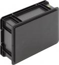 Preview: The image shows a rectangular, black plastic box with a smooth surface. It has two indented sides and a continuous edge that stabilizes it.