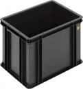 Preview: The image shows a rectangular, black plastic storage box. The box has smooth walls and a sturdy structure, ideal for storing items.