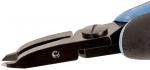 Preview: The image shows a pair of pliers with a black cutting edge. The handle is blue and the mechanism looks sturdy. The cutting edge has a flat, wide shape.