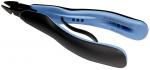 Preview: The image shows a pair of pliers with a blue and black handle. The pliers have a sharp, curved cutting edge at the front, ideal for cutting wire or small objects.