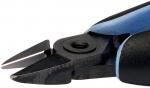 Preview: The image shows a wire cutter pliers. It has black handles with blue accents. The cutting tips are narrow and sharp, ideal for precise cuts.
