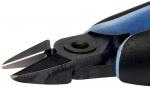 Preview: The image shows a pair of pliers with narrow, sharp cutting surfaces. The handle is black with blue accents. The blades are pointed and suitable for cutting fine materials.