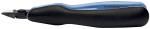 Preview: The image shows a cutter with a black handle and a blue, curved plastic casing. The blade is sharp and made of metal, ideal for cutting material.