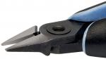 Preview: The image shows a diagonal cutting pliers. The blades are narrow and pointed, with a black rubber grip cover. The cutting surface is shiny and sharp.