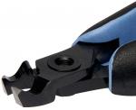 Preview: The image shows a small pair of pliers with black and blue handles. The blades are sharp and have a frayed shape, ideal for cutting or gripping objects.