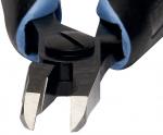 Preview: The image shows a pair of pliers with a black and blue handle coating. The working surface is sharp and precise, ideal for cutting wires or small objects.