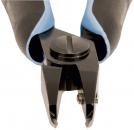 Preview: The image shows a pair of pliers with two plastic handles that are blue and black. The cutting head is narrow and has a sharp point, with a small screw in the center.