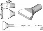Preview: The image displays technical drawings of an accessory part with a conical end and a slender neck. Dimensions are provided in millimeters and inches. The part has a flat, wide tip.