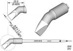 Preview: The image displays technical drawings of an object with an angled end. It includes detailed dimensions and various views, including a side and a top view.