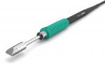 Preview: The image shows a tool with a metal, flat head and a long, black handle. The handle has a green, non-slip coating.