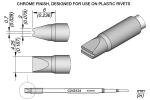 Preview: The image shows a technical drawing of a tool with rounded ends and precise measurements. It is intended for plastic riveting pliers and has a chrome-plated surface.
