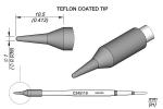 Preview: The image displays technical drawings of a Teflon-coated pen. It includes views from the side, top, and bottom, with measurements. The pen has a pointed shape.