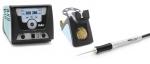 Preview: The image displays a soldering iron kit. On the left is a digital soldering iron controller with a display, on the right a soldering iron and a holder with a wire brush.