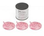 Preview: In the picture, there is a round can with a black lid, surrounded by three pink filter discs. The discs are the same size and have a smaller cutout for attachment.
