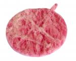 Preview: The image shows a round, flat shape in soft pink tones, made of a light, felt-like material. On one side, there is a small, narrow handle.