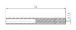 Preview: Das Bild zeigt eine technische Zeichnung eines zylindrischen Objekts. Es hat eine Gesamtlänge von 26 mm und einen Durchmesser von 0,6 mm. Der Querschnitt ist schattiert dargestellt.