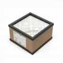 Preview: It is a square, flat container with a transparent, perforated top. The sides are made of brown cardboard, and the frame is dark. A label is visible.