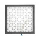 Preview: The image shows a square gray plate with many small round holes. On one side, there is a thin tube protruding. The plate appears to be made of plastic.