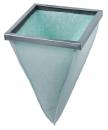 Preview: The image displays a trapezoidal waste bin. It features a sturdy, silver frame at the top and is covered with green, soft material that tapers to a point at the bottom.