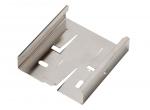 Preview: The image displays a rectangular, flat metal bracket. It has cut-out openings and features a silver, shiny surface. The edges are sharp and clearly defined.
