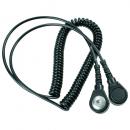 Preview: The image displays a spiral-shaped, black cable with two ends. One ends in a round plug, the other has a smaller, flat connector.