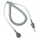 Preview: Das Bild zeigt ein graues, spiralförmiges Kabel mit einem runden Stecker an einem Ende und einem geraden Stecker am anderen Ende. Das Kabel ist flexibel und hat eine mittlere Länge.