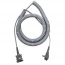 Preview: Das Bild zeigt ein graues Spiral- oder Wickelkabel. Es hat an einem Ende einen flachen Stecker und am anderen Ende einen abgewinkelten Stecker. Das Kabel ist ungefähr ein Meter lang.