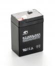 Preview: The image shows a black lead-acid battery. It has a rectangular shape with a transparent lid. On the front, technical data and symbols are printed.