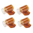 Preview: The image shows four orange, transparent containers with a wide opening and a sturdy base. The containers are tilted and have a simple, functional shape.