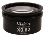 Preview: Das Bild zeigt ein rundes, schwarzes Objektiv mit einer glatten Oberfläche. Auf der Vorderseite steht ?Vision Engineering? und die Zahlen ?X0.62? sowie ?2190580? sind aufgedruckt.