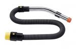 Preview: The image shows a flexible vacuum cleaner hose. It has a black, grooved surface and two ends: one yellow and one orange, which can be used for different nozzles.