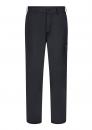 Preview: Das Bild zeigt schwarze, schlichte Stoffhosen mit geradem Schnitt. Sie haben einen elastischen Bund und seitliche Taschen, bieten einen praktischen, komfortablen Look.