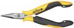 Preview: The image displays a pair of pliers with pointed blades. It features an ergonomic handle in black and yellow, inscribed with 