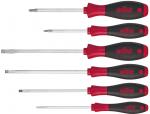 Preview: The image shows six screwdrivers in a row. They have black handles with red accents and the inscription 