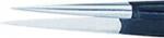 Preview: The image displays the tip of a silver pen, which tapers to a point. The grip is black and distinctly contrasted with the shiny metal.