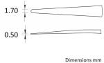 Preview: The image shows two rectangles of different sizes. The upper one is 1.70 mm thick and tapers to a point, the lower one is 0.50 mm thick and also tapers. Both are simply sketched.