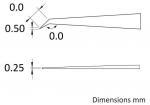Preview: The image displays technical drawings with dimensions in millimeters. At the top is a shape with various sectional planes, below is a narrow line. Dimensions are provided.