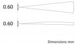 Preview: The image displays two line drawings with identical dimensions of 0.60 mm. The upper line features a pointed shape, while the lower one has a straight, flatter shape.