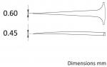Preview: The image shows two geometric lines of different widths: a thick line (0.60 mm) and a thin line (0.45 mm). Both lines are sharp and run vertically.