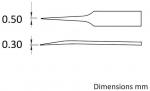 Preview: The image displays a technical drawing of two tips. The upper tip has a diameter of 0.50 mm and the lower one has a diameter of 0.30 mm. Dimension lines are drawn on both sides.