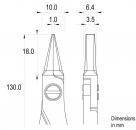 Preview: Das Bild zeigt eine technische Zeichnung eines Werkzeugs. Es sind Maße in Millimetern angegeben: 130 mm (Höhe), 18 mm (Breite) und weitere Abmessungen, die die Form des Werkzeugs beschreiben.