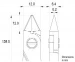 Preview: The image shows a technical drawing of an object, likely a pen. It includes measurements in millimeters and two views: a side view and a top view.