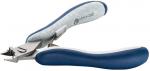 Preview: The image shows a nail or plastic clipper. It has ergonomic, gray and blue handles and a curved blade at the tip, which is used for cutting.