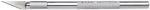 Preview: The image shows a precise craft knife holder made of shiny metal. It has a ridged surface for better grip and a sharp blade. Ideal for cutting paper or thin material.