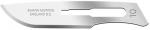 Preview: The image displays a sharp, metallic scalpel with a curved blade. It is labeled with 