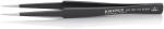 Preview: The image shows a narrow, black stainless steel tweezer with pointed tips that provide a non-slip grip. The brand name and model number are embossed on the handle.