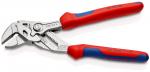 Preview: This is a pair of pliers with curved gripping surfaces and non-slip, red-blue plastic handles. It features a sturdy, shiny metal surface and is versatile in use.