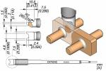 Preview: The image shows a technical drawing of a part with multiple cylinders and a base plate. Dimensions are given in millimeters. There are sectional views and details about shape and size.