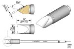 Preview: The image displays technical drawings of a specific device, including the front view, side view, and dimensions. The tip has a special shape and is dimensioned in millimeters.